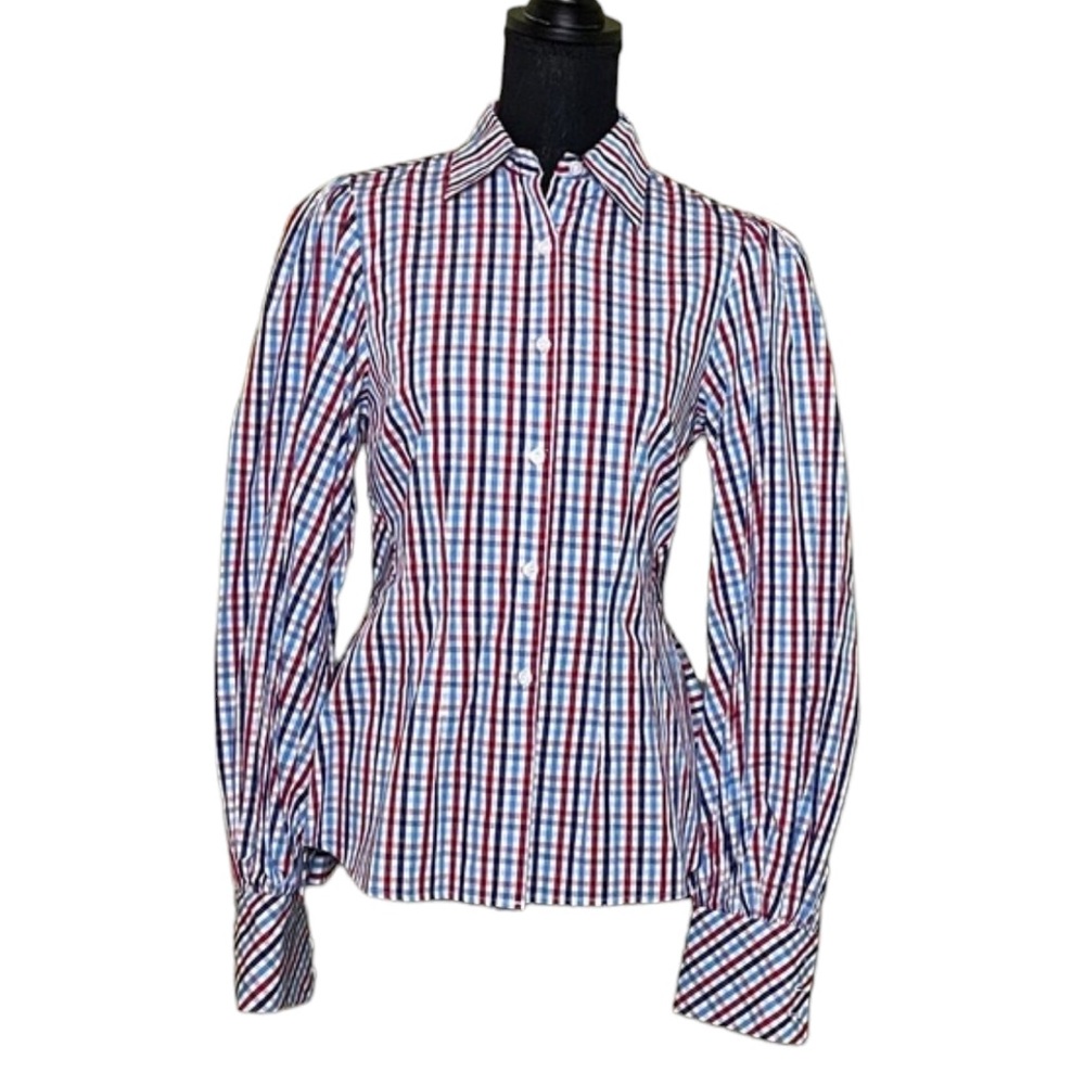 Graysn Checkered Button Down Blouse NWT